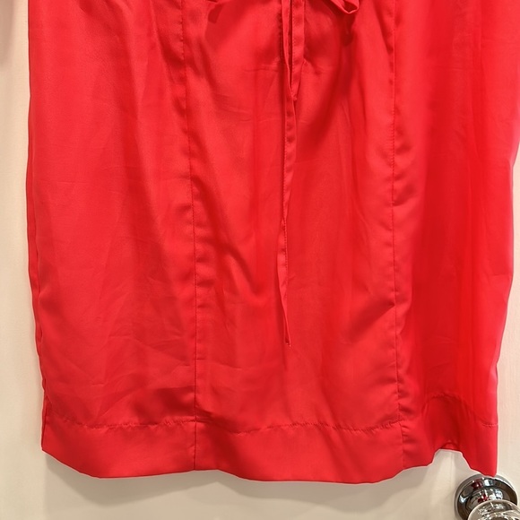 ECI Silky Coral Pink V Neck Office Dress with Belt at Waist sz.10 - Picture 2 of 5